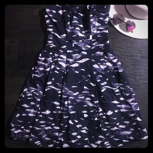 H&M Strapless Navy MIDI Dress